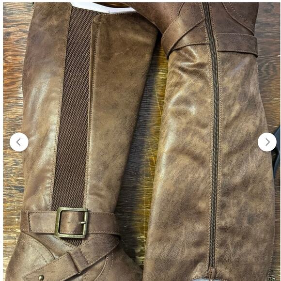 Bullboxer KAYLEY Brown Faux Leather Side Zip Round Toe Knee High Boots Women - Picture 6 of 8